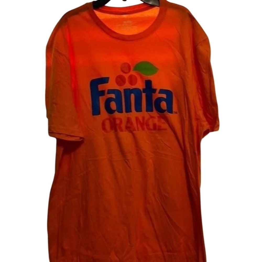 Fanta Orange Soda Graphic T-Shirt Mens Orange Short Sleeve Crewneck Tee